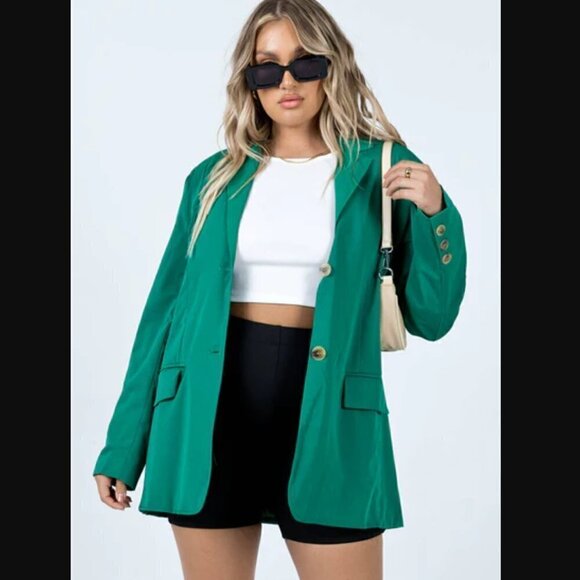 Princess Polly Spring Issue Green Blazer 4 - Picture 1 of 9